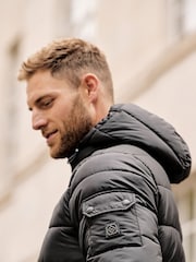 Black Longline Mock Bomber Layer Coat - Image 7 of 16