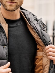 Black Longline Mock Bomber Layer Coat - Image 9 of 16