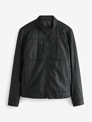 Black Coated Racer Jacket - Image 11 of 16