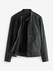 Black Coated Racer Jacket - Image 12 of 16