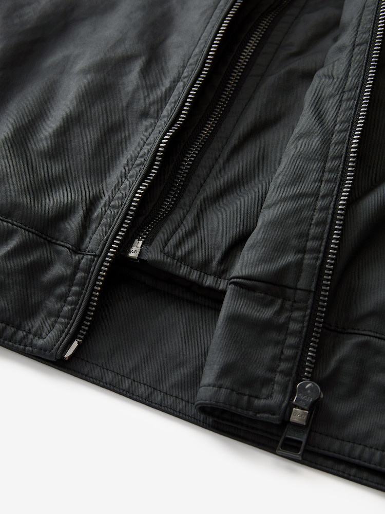 Black Coated Racer Jacket - Image 13 of 16