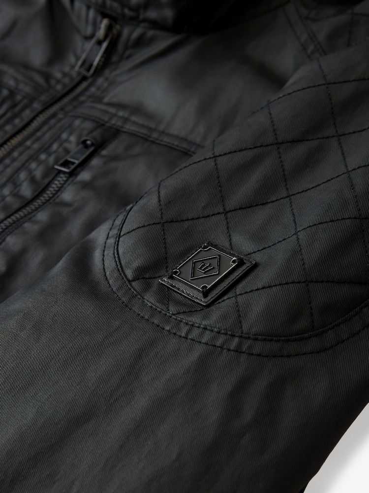 Black Coated Racer Jacket - Image 16 of 16