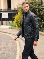 Black Coated Racer Jacket - Image 5 of 16