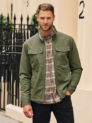 Khaki Green Borg Lined Shacket - Image 1 of 13