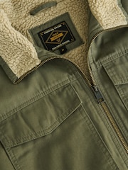 Khaki Green Borg Lined Shacket - Image 11 of 13