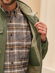 Khaki Green Borg Lined Shacket - Image 8 of 13