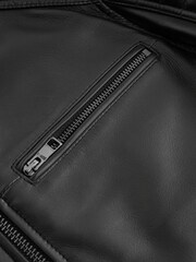Black Leather Quilted Racer Jacket - Image 10 of 11