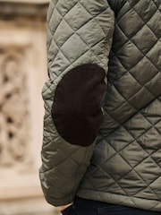 Khaki Green Diamond Quilt Corduroy Collared Jacket - Image 5 of 6