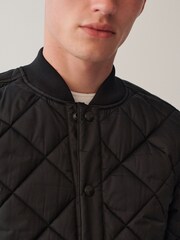 Black Diamond Quilt Bomber Jacket - Image 4 of 10