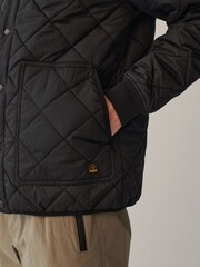 Black Diamond Quilt Bomber Jacket - Image 5 of 10