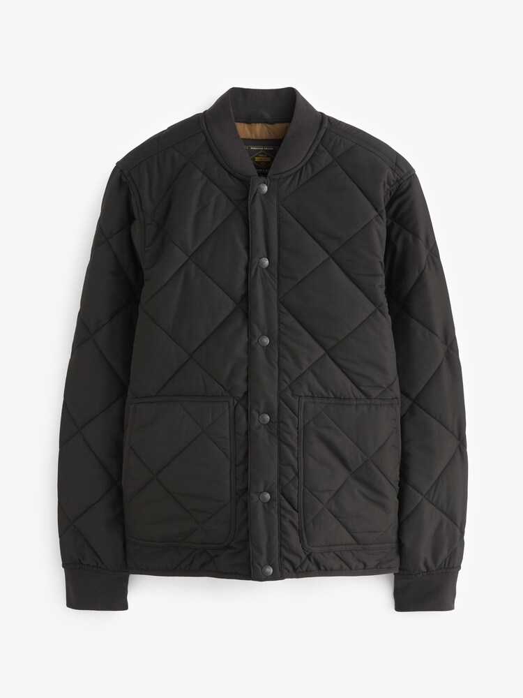 Black Diamond Quilt Bomber Jacket - Image 6 of 10
