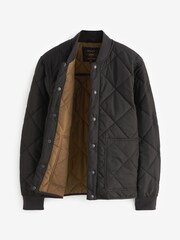 Black Diamond Quilt Bomber Jacket - Image 7 of 10