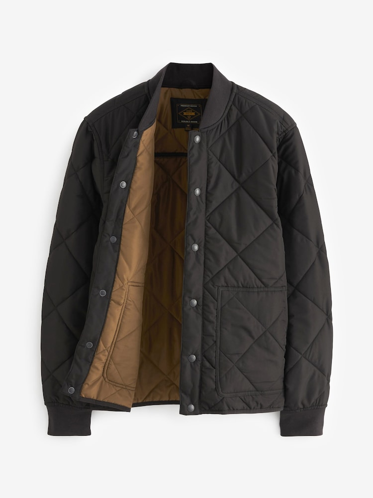 Black Diamond Quilt Bomber Jacket - Image 7 of 10