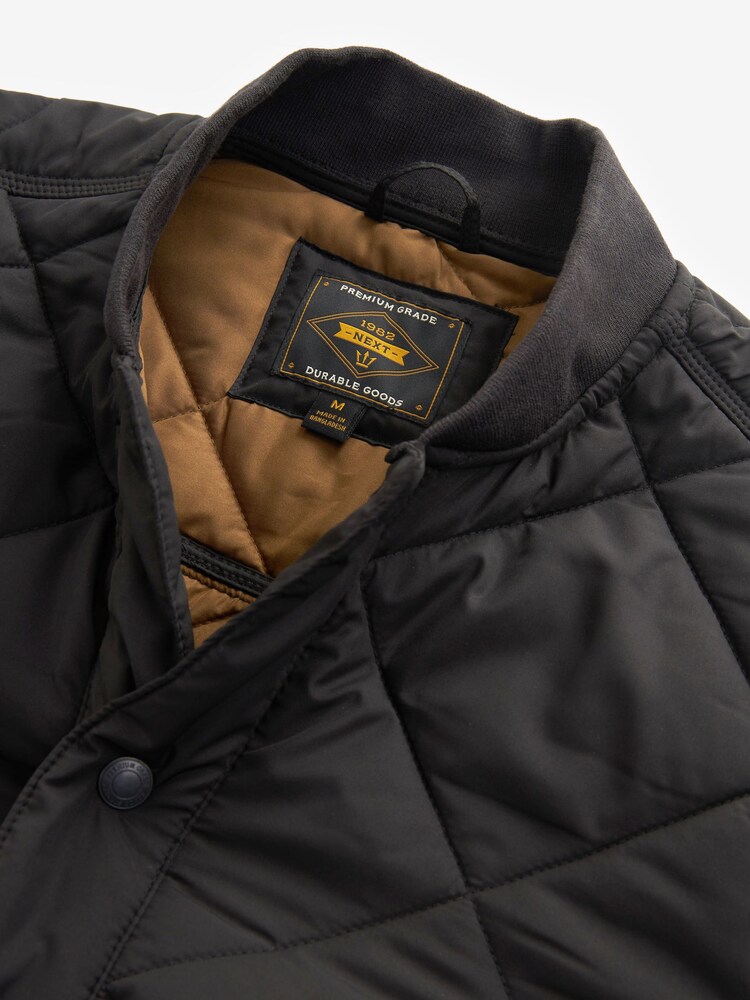 Black Diamond Quilt Bomber Jacket - Image 9 of 10