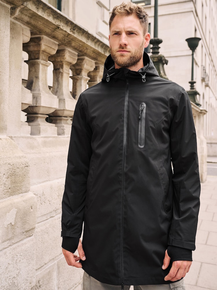 Black Long Waterproof Coat - Image 1 of 16
