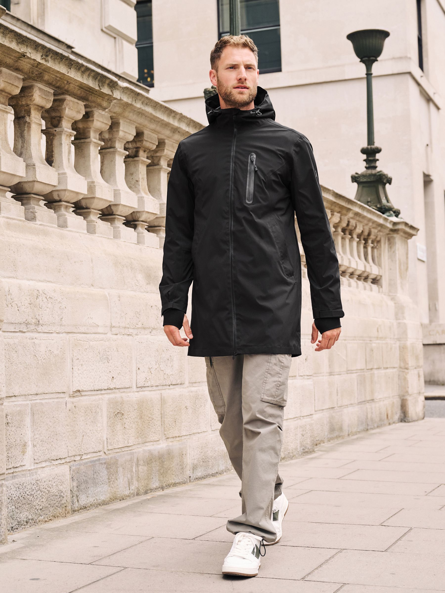 Black long waterproof coat hot sale
