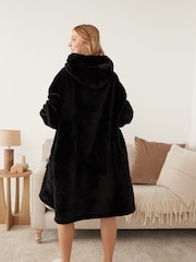 Schwarz - Ony Extradicker, deckenähnlicher Oversize-Kapuzenpulli aus kuscheligem Fleece - Bild 3 von 3