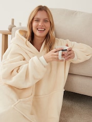 Creme - Ony Extradicker, deckenähnlicher Oversize-Kapuzenpulli aus kuscheligem Fleece - Bild 4 von 6