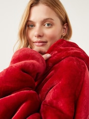 Rot - Ony Extradicker, deckenähnlicher Oversize-Kapuzenpulli aus kuscheligem Fleece - Bild 4 von 6
