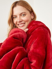 Rot - Ony Extradicker, deckenähnlicher Oversize-Kapuzenpulli aus kuscheligem Fleece - Bild 5 von 6