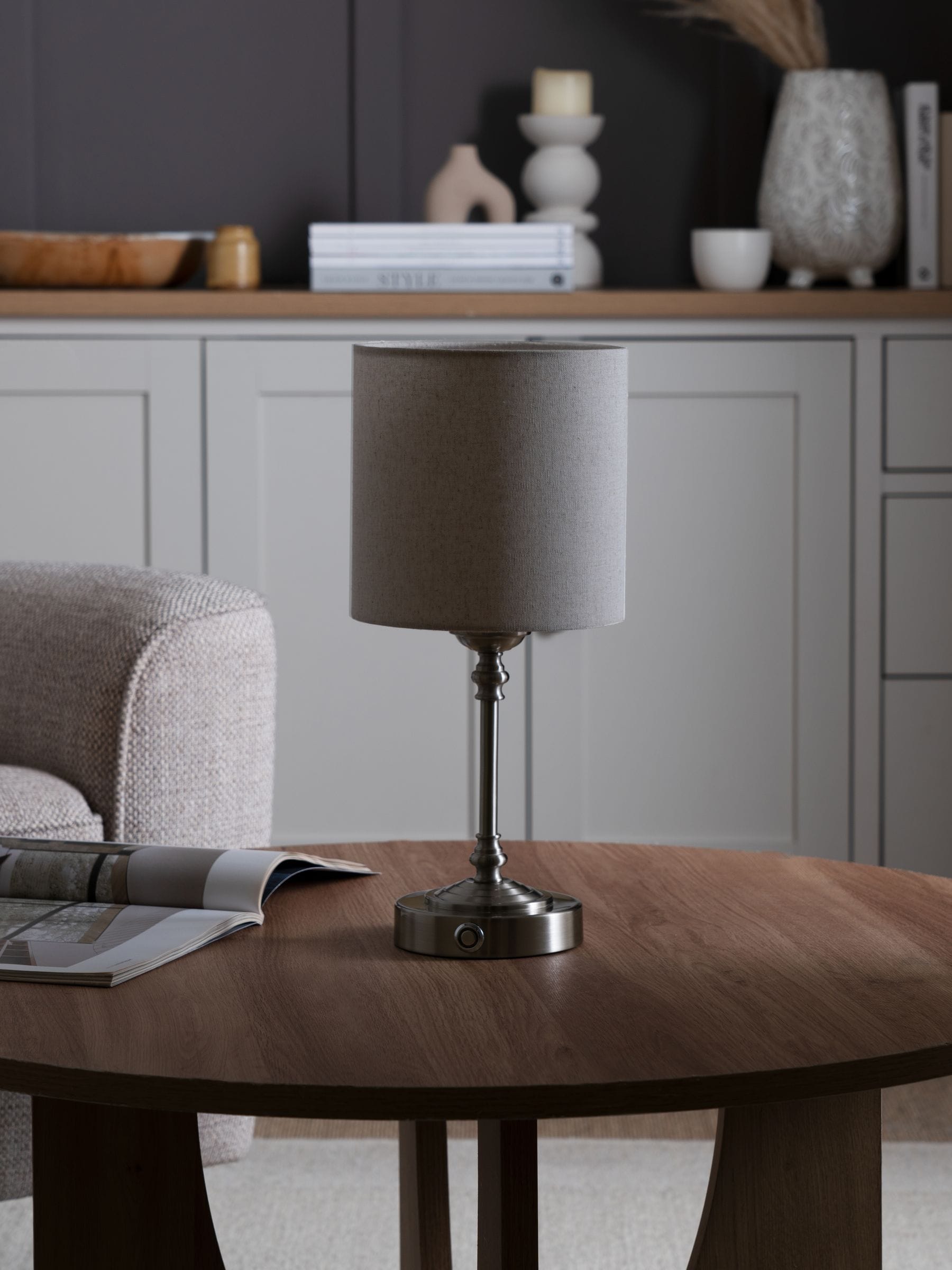 Buy Brushed Chrome Burford Rechargeable Table Lamp from the Next UK online shop