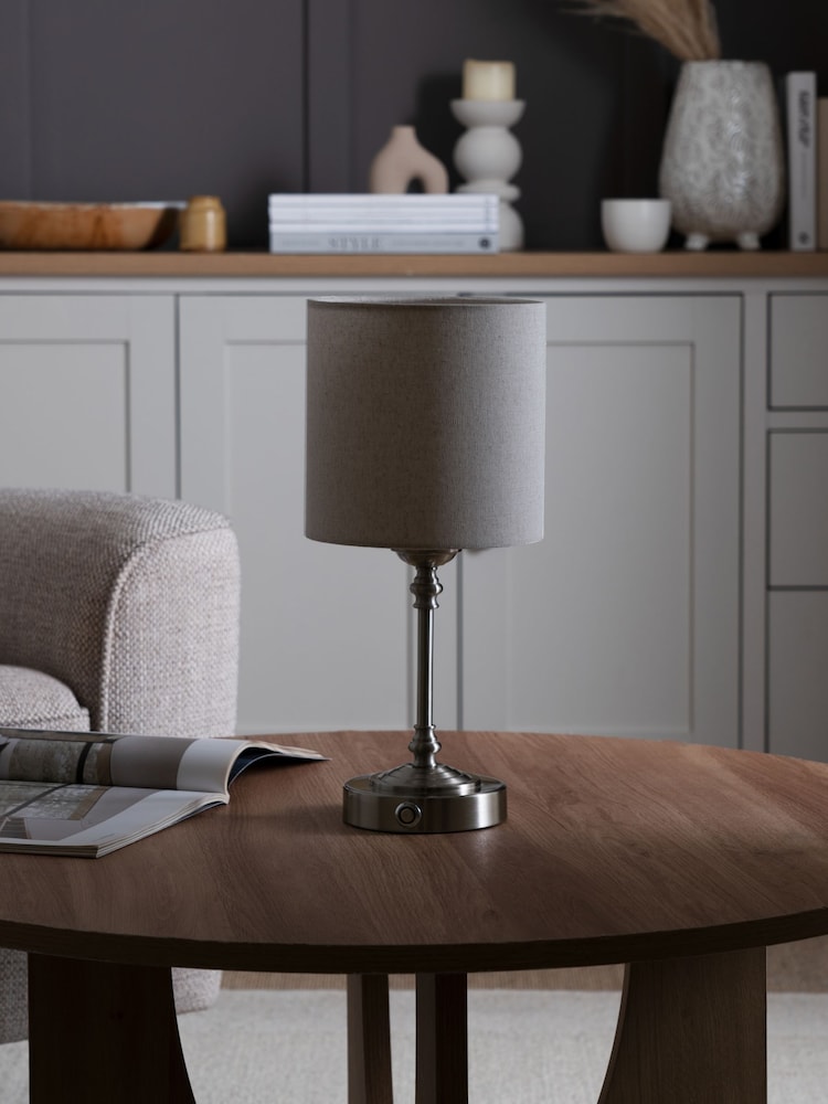 Brushed Chrome Burford Rechargeable Wireless Table Lamp - Image 2 of 6