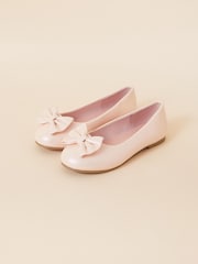 Angels By Accessorize Pink Girls Bow Ballerina Flat Shoes - Image 1 of 2
