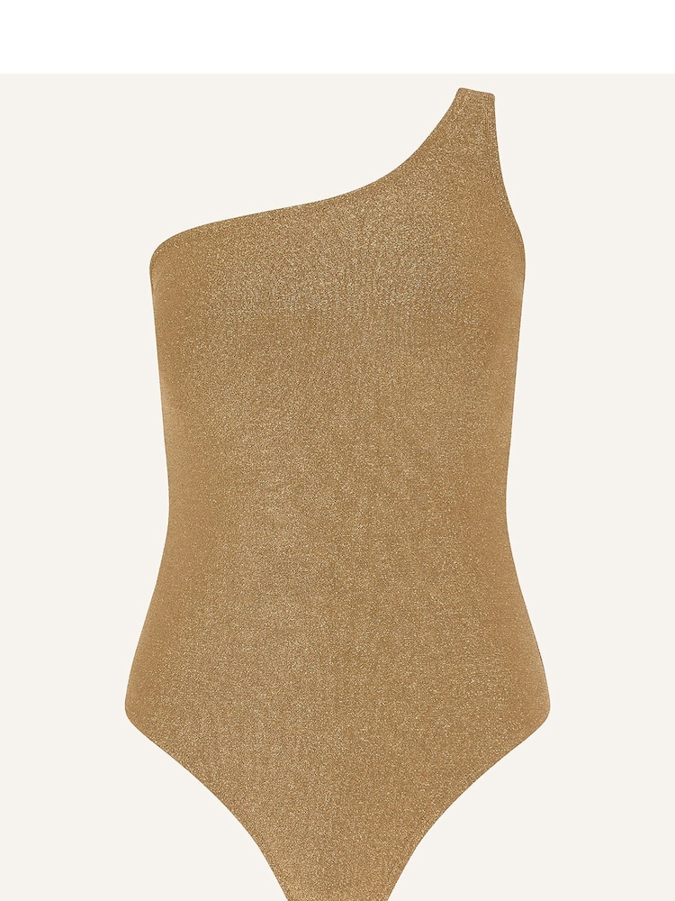 Accessorize Gold Shimmer One Shoulder Swimsuit - Image 4 of 4