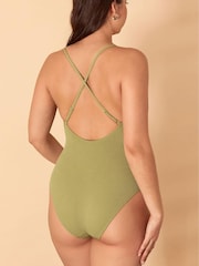 Accessorize Green Crinkle Scoop Neck Swimsuit - Image 2 of 4