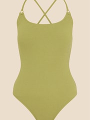Accessorize Green Crinkle Scoop Neck Swimsuit - Image 4 of 4