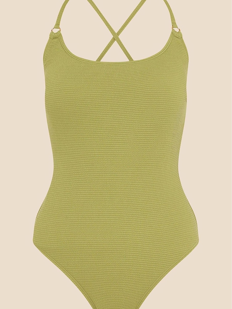 Accessorize Green Crinkle Scoop Neck Swimsuit - Image 4 of 4