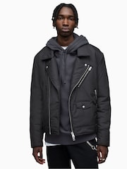 AllSaints Black Miller Biker Jacket - Image 1 of 12