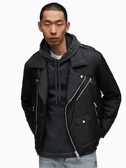 AllSaints Black Miller Biker Jacket - Image 12 of 12