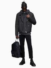 AllSaints Black Miller Biker Jacket - Image 4 of 12