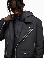 AllSaints Black Miller Biker Jacket - Image 6 of 12