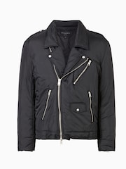 AllSaints Black Miller Biker Jacket - Image 7 of 12