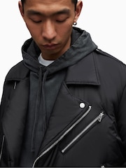 AllSaints Black Miller Biker Jacket - Image 8 of 12