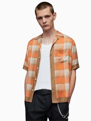 AllSaints Orange Suburus Short Sleeve Shirt - Image 1 of 6