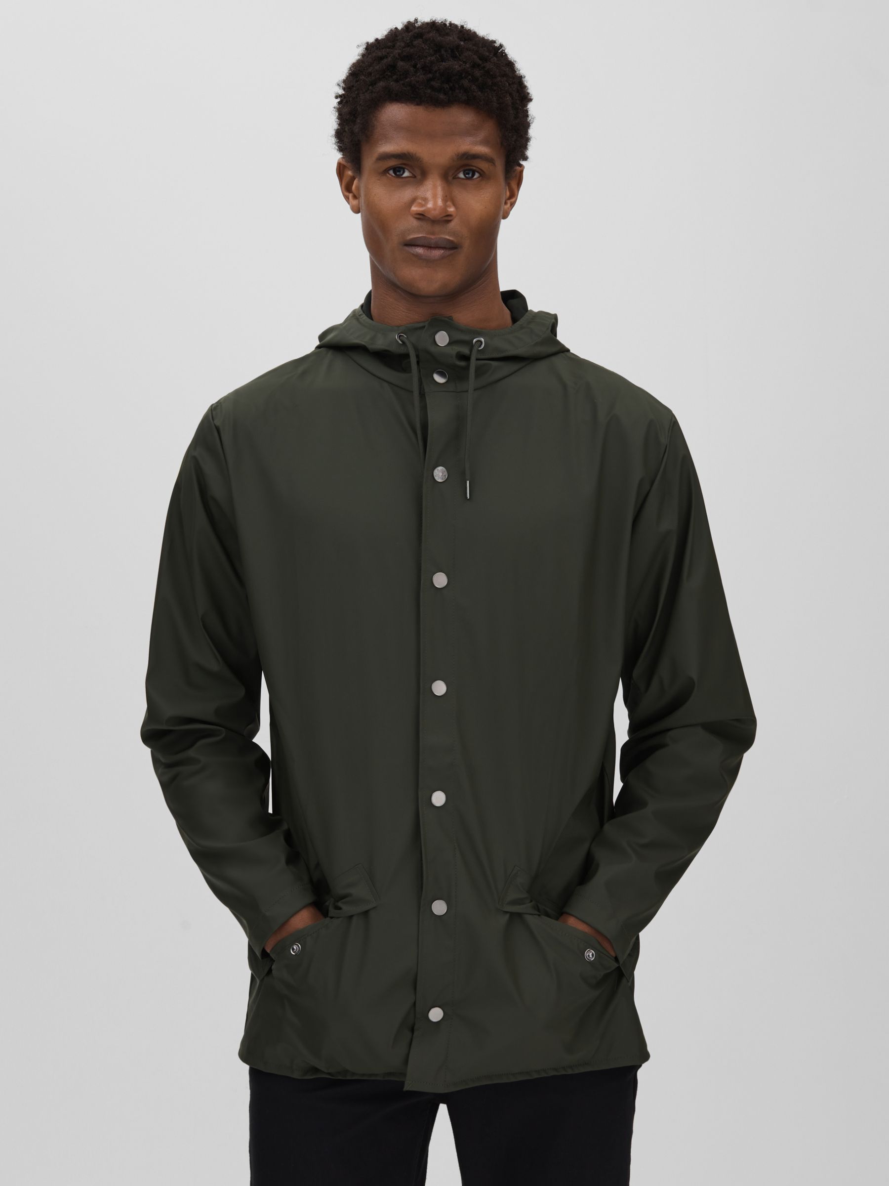 Rains Dark Green Hooded Raincoat Jacket