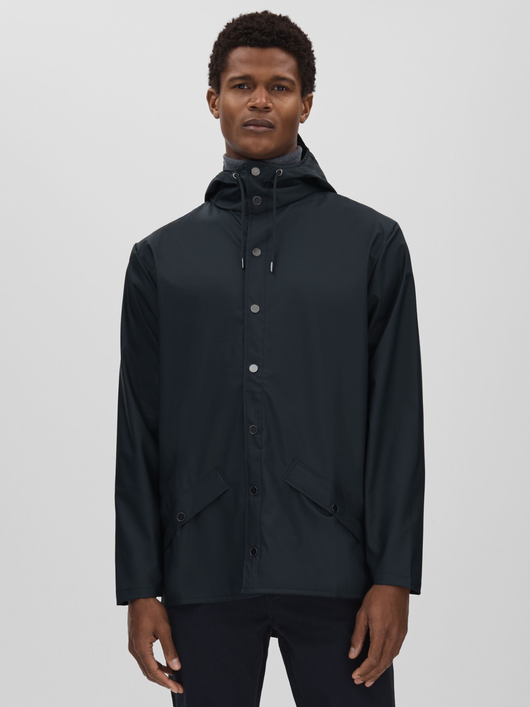 Rains Navy Hooded Raincoat Jacket