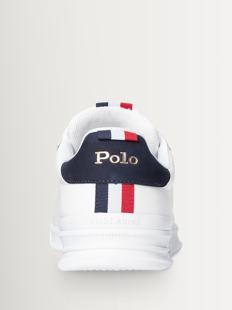 Polo Ralph Lauren White/Blue/Red Heritage Court II Leather Trainers - Image 5 of 5
