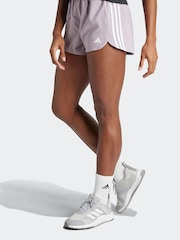 adidas Purple Pacer Training 3 Stripes Woven High Rise Shorts - Image 1 of 6