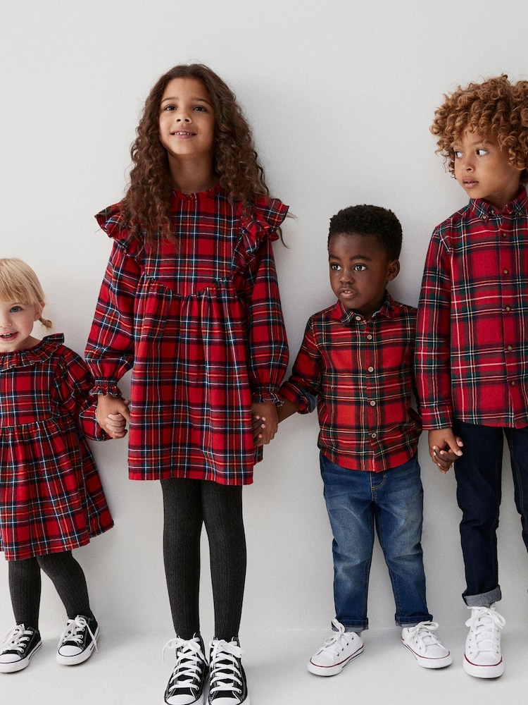 Red Tartan Ruffle Check Dress (3-16yrs) - Image 2 of 7
