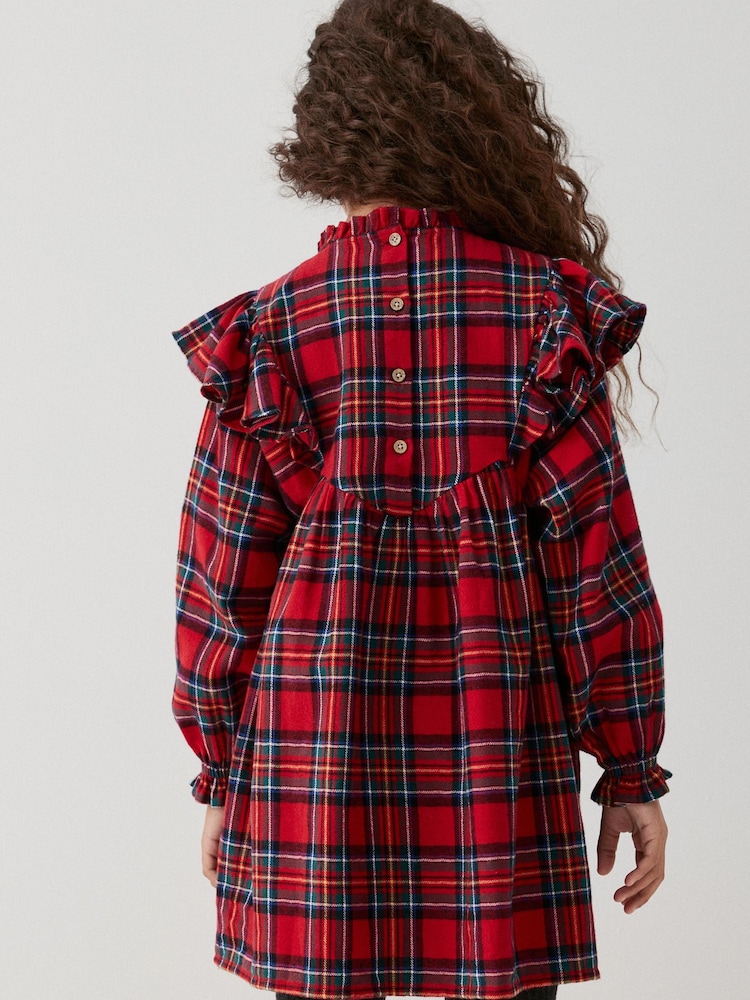 Red Tartan Ruffle Check Dress (3-16yrs) - Image 3 of 7