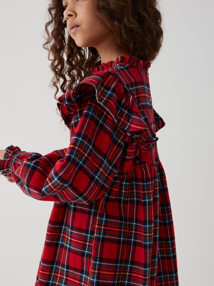 Red Tartan Ruffle Check Dress (3-16yrs) - Image 4 of 7