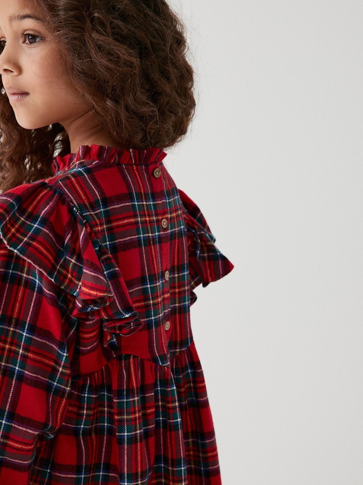 Red Tartan Ruffle Check Dress (3-16yrs) - Image 5 of 7