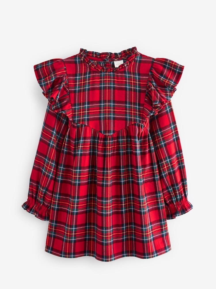 Red Tartan Ruffle Check Dress (3-16yrs) - Image 6 of 7