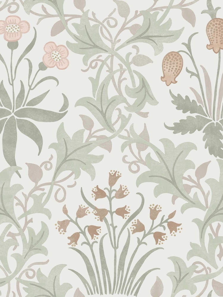 William Morris At Home Spring Peony and Sage A4 Wallpaper Sample Celandine - Image 2 of 5