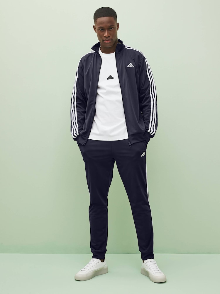 adidas Navy Blue 3-Stripe Tricot Tracksuit - Image 5 of 6