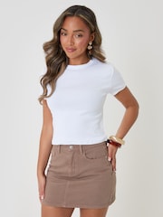 Threadbare Brown Denim Mini Skirt - Image 1 of 4